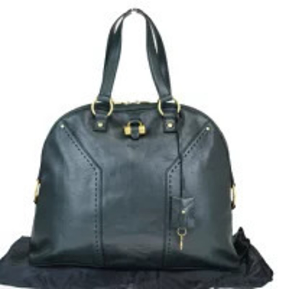 Saint Laurent Yves Muse Shoulder Bag Handbag Green Leather Padlock